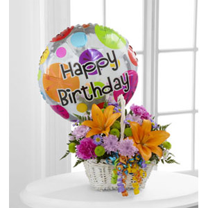 Flower basket with balloon